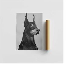 doberman poster, wall art, decor wall collage, gifts, christmas poster, christmas gift