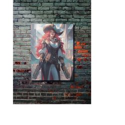 miss fortune, league of legends, gaming poster, wall art painting, metal poster, modern metal wall art, home decor, wall