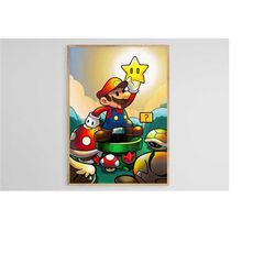 super mario wall art, super mario poster print, super mario game art, super mario game poster, digital poster, home deco