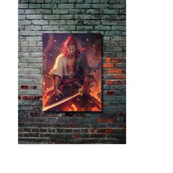 shanks - one piece - anime & manga design metal poster, modern metal wall art, home decor, metal printing wall hangings