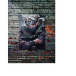 kakashi hatake - naruto - anime & manga design metal poster, modern metal wall art, home decor, metal printing wall hang
