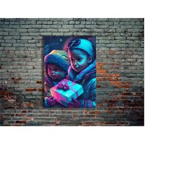 children gift, sisters people neon metal poster, modern metal wall art, home decor, metal printing wall hangings, art an