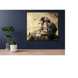 gothic girl, gothic prints, gothic poster, fantastic painting, gothic ready to hang, gothic home decor, gothic canvas,go
