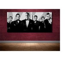 james bond wall art, james bond, bond gift poster, all bonds, james bond print, james bond painting, james bond canvas,