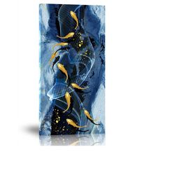 modern abstract river golden fish print, abstract wall art, home decor art, light luxury printing art, canvas print, hd