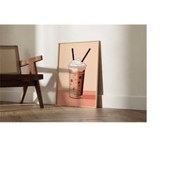 frapp coffee print, coffee poster, exhibition poster, coffee lover gift, illustration, boho decor, wall art, kitchen dec