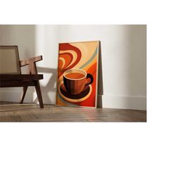 mid-century abstract coffee print, coffee poster, exhibition poster, coffee lover gift, illustration, boho decor, wall a