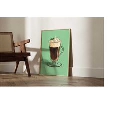 irish coffee print, coffee poster, exhibition poster, coffee lover gift, illustration, boho decor, wall art, kitchen dec