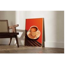minimalist cappuccino print, coffee poster, exhibition poster, coffee lover gift, illustration, boho decor, wall art, ki