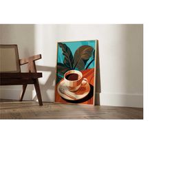 coffee in botanical setting print, coffee poster, exhibition poster, coffee lover gift, illustration, boho decor, wall a