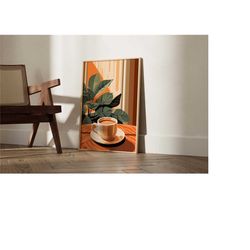 botanical morning coffee print, coffee poster, exhibition poster, coffee lover gift, illustration, boho decor, wall art,