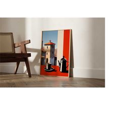 italian morning coffee print, coffee poster, exhibition poster, coffee lover gift, illustration, boho decor, wall art, k