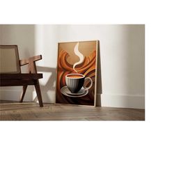 hot coffee abstract print, coffee poster, exhibition poster, coffee lover gift, illustration, boho decor, wall art, kitc