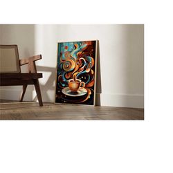abstract coffee art print, coffee poster, exhibition poster, coffee lover gift, illustration, boho decor, wall art, kitc