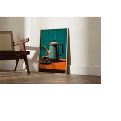 retro coffee set print, coffee poster, exhibition poster, coffee lover gift, illustration, boho decor, wall art, kitchen