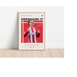 antoine griezmann poster, atltico de madrid, football print, football poster, soccer poster, sports poster,gift for him