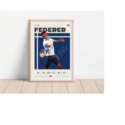 roger federer poster, tennis print, tennis poster, minimalist poster, sports poster, gift for him, tennis art