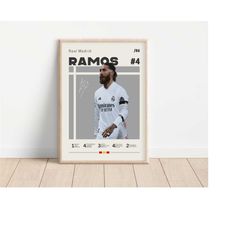 sergio ramos poster, real madrid, football print, football poster, soccer poster, sports poster, gift for him