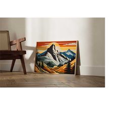 mount everest landscape print, everest mountain wall art, nature poster home decor, himalayan adventure artwork, travel