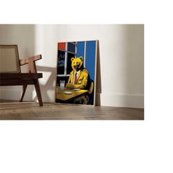 business bear art print, animal wall decor, entrepreneurial bear poster, office wall art, motivational illustration, lea