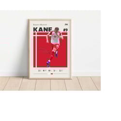 harry kane poster, bayern munich, football print, football poster, soccer poster, sports poster, gift for him