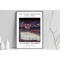 scotiabank saddledome canvas poster | canvas stadium print | hockey stadium canvas | digital print poster | black white