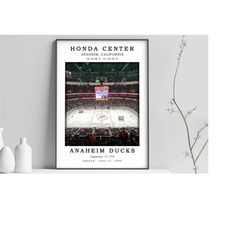 honda center stadium poster | honda center canvas print | canvas framed poster | black white stadium | nhl hockey gift |