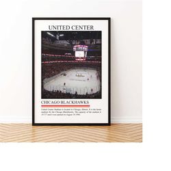 united center stadium canvas wall art | nhl print hockey gift | stadium print poster | framed canvas poster | digital st