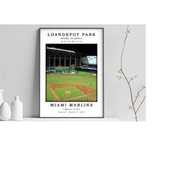 loandepot park canvas poster | loandepot park stadium print | framed stadium canvas | digital print poster | mlb lovers