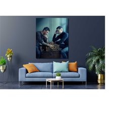messi & ronaldo chess canvas, football legends poster, soccer player poster, football wall art,world cup 2022 iconic art