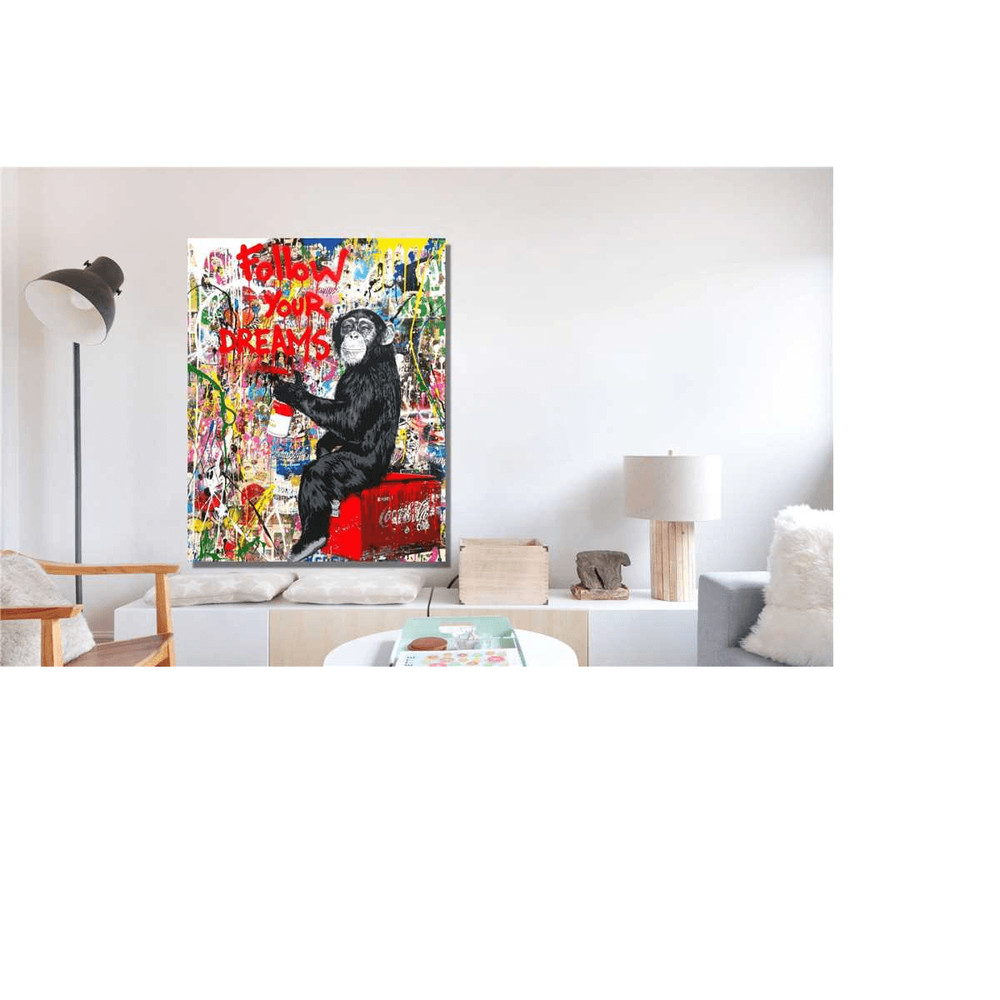 Banksy Fallow Your Dream Art Canvas Wall Decor MrBrainwash Canvas Graffiti Wall Decor Canvas Wall A 0