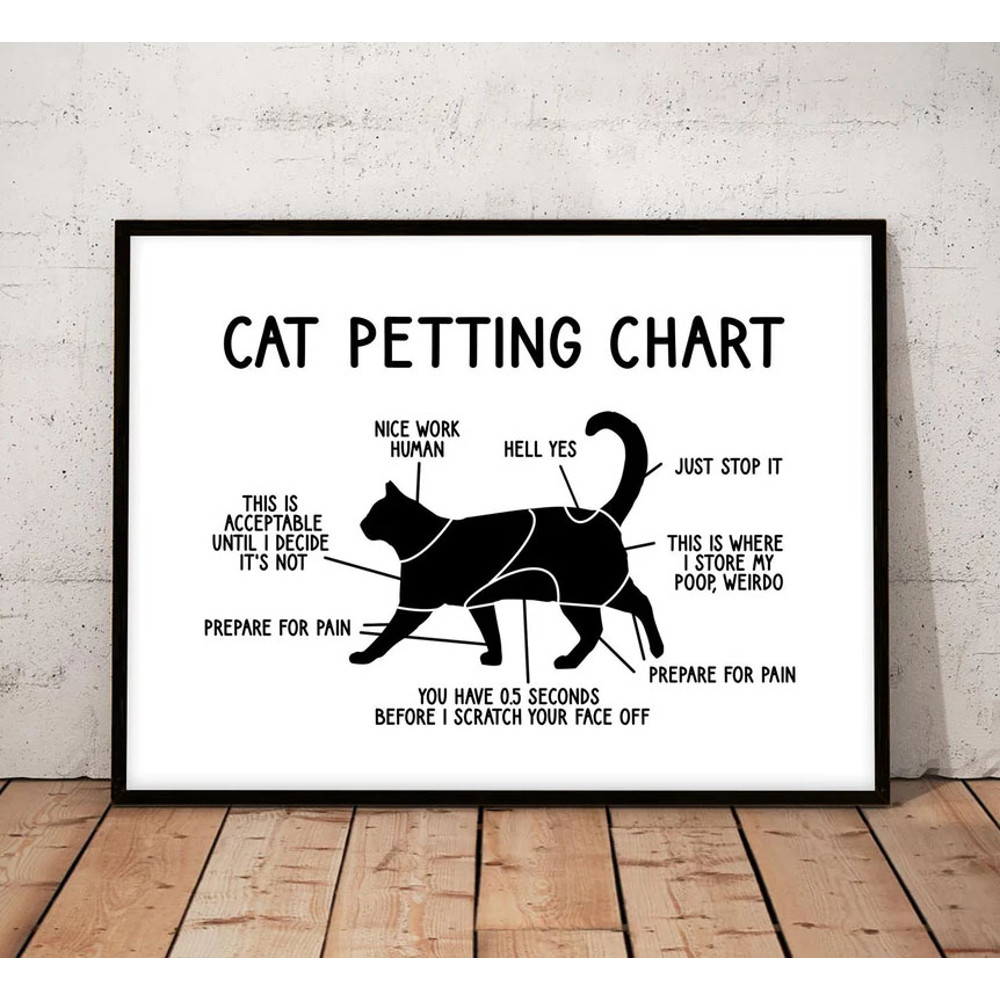 Petting Chart Cat Print Funny Cat Poster.jpg
