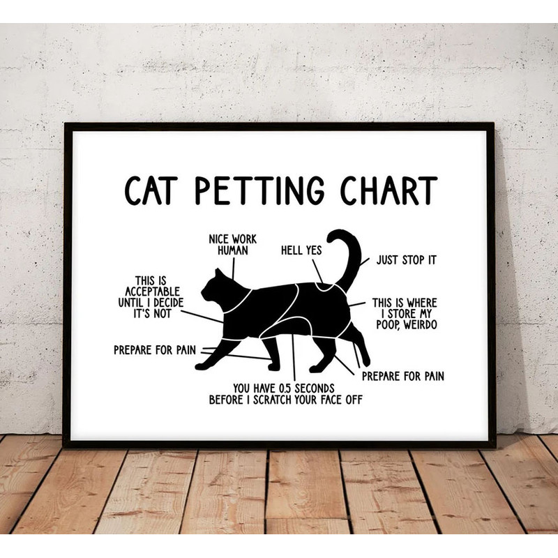 Petting Chart Cat Print Funny Cat Poster.jpg