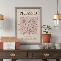 picasso exhibition paint dance, vintage art poster