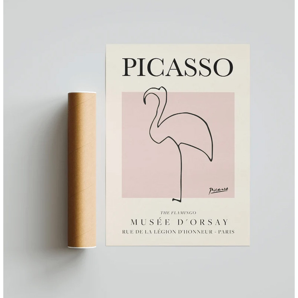 Picasso Flamingo, Exhibition Vintage Line Art Poster.jpg