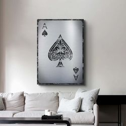 silver ace of spades card canvas poster