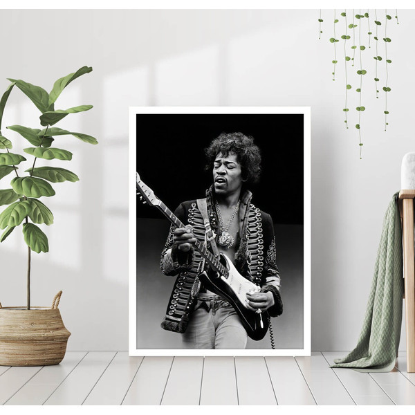 Jimi Hendrix Guitarist Portrait Music Poster Print Retro Black & White Photography Vintage Celebrity Rock Blues Jazz Canvas Framed Wall Art.jpg