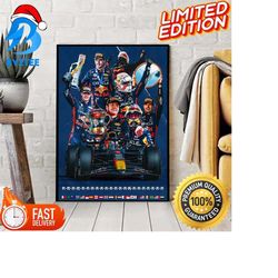 max verstappen of red bull racing dominant f1 season 2023 with 19 wins from 22 races home poster