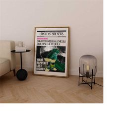 disco tequila print groovy retro wall art, alcohol poster bar cart art decor, college apartment decor aesthetic newspape