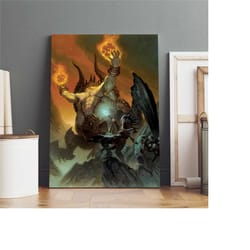 diablo poster, azmodan wall art, rolled canvas print, game poster gift christmas present
