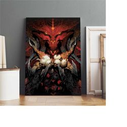diablo poster, demon hunter wall art, rolled canvas print, game poster gift christmas present