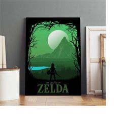 the legend of zelda poster, breath of the wild wall art, premium canvas print, game fan gift, christmas present