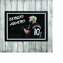 posters & prints sergio aguero man city football kun aguero wall art home dcor sports gift bedroom mancave bar christma