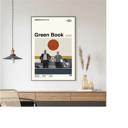 green book movie poster, green book print, minimalist poster, retro modern, vintage poster, midcentury art, wall art