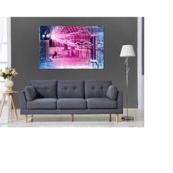 nikola tesla with his equipment - tesla coil experiment 1899 photography canvas print - color version