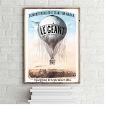 de monsterballon le geant van nadar vintage poster, retro wall art print