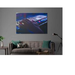 keyboard a dark background for your game room, battle station or youtube office - high quality canvas print