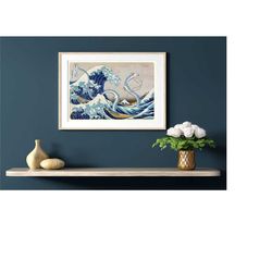 spirited away haku flying, studio ghibli and hokusai great wave, japanese old painting mashup - high quality canvas prin