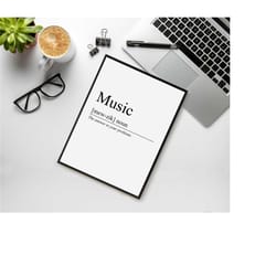 framed music gift, music definition, wall art, wall decor, poster, a4, a3, bespoke, funny, music poster, music name defi