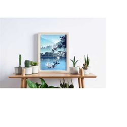 kodama forest spirits, studio ghibli , kawase hasui japanese old woodblock canvas print mashup